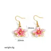 Aretes de Flor de Gota de Aceite Colorida Li Quan Juego de Joyería de Collar y Aretes de Acero Inoxidable de Oro de 18 Quilates Cadena de Clavícula de Alta Gama