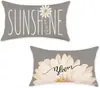 Transfronterizo Nuevo Primavera y Verano Girasol Coche Helado Flor Lino Estampado Cojín de Cintura Dormitorio Coche Decorativo Sofá