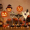 Lanterna de abóbora de Halloween Display de mesa Janela Placa de rua Lâmpada Cena Decoração Atmosfera Luminária de mesa Ornamento de madeira Adereço Luz decorativa
