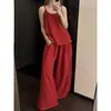 Conjunto de Pijama Camisola de Lujo Sencillo Estilo Coreano Color Rojo Ladrillo para Mujer, Pantalones de Pierna Ancha de Verano, Conjunto de Ropa de Casa Holgado y Amigable con la Piel para Usar como Ropa Exterior