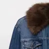 Nueva Chaqueta de Mezclilla para Mujer Otoño 2025 Estilo Europeo y Americano Corta con Solapa Efecto Piel Sintética