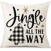 Juego de Fundas de Almohada Transfronterizas para Navidad Europea y Americana, Funda para Cojín de Sofá de Sala de Estar, Funda para Almohada de Cintura con Reno Papá Noel Árbol, Suministro de Fábrica