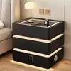Mesita de Noche Flotante con Tres Cajones, Madera Maciza Simple, Carga Inalámbrica Moderna, Mesa de Noche Multifuncional Todo en Uno de Lujo Moderno para Dormitorio del Hogar