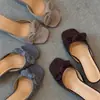 Pantuflas de Punta Cuadrada y Abierta sin Cierre con Lazo 2026 Nuevo Estilo Verano y Otoño Slip-On Moda Casual Versátiles Zapatos para Mujer