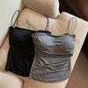 Camisola plisada para chicas sexys para mujer con cinturón, almohadilla en el pecho, para llevar debajo o encima, hermosa espalda, tirante delgado, adelgazante, top base para mujer, verano