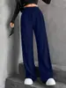 Pantalones Anchos de Color Sólido para Mujer, Cruzados Europeos y Americanos, Novedad Otoño e Invierno 2026, Cintura Elástica, Pantalones Largos Casuales, Cintura Alta con Cordón, Pierna Recta