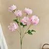 Flores Artificiais de Peônia Estilo Europeu com 6 Cabeças para Decoração de Sala de Estar e Mesa de Jantar em Casa, Flores Artificiais de Peônia para Arranjos Florais de Casamento e Hotel