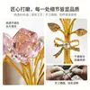 Adornos de Flor de Rosa de Vidrio Amatista en Stock Regalo de San Valentín Adornos Decoración para Sala de Estar Hogar Adornos de Flor de Cristal