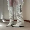Botas de cavaleiro de bico fino para outono e inverno, botas longas ultraltas, novo estilo 2026, botas estilo calça com fivela de cinto, versátil, tamanho grande, bonitas