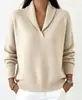 Suéter Tricot Feminino Gola V Soltinho Manga Longa Estilo Old Money Novo Outono/Inverno 2026 da Fábrica Original