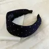 Goma de pelo scrunchie azul marino con lunares de estilo casual para mujer, nueva goma para moño estilo coreano, banda elástica alta retro para el trayecto al trabajo
