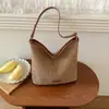Bolsa de Praia de Verão para Mulheres, Bolsa Saco Listrada Casual, Bolsa de Palha Texturizada para o Dia a Dia, Bolsa Transversal de Ombro Versátil