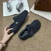Zapatos Birkenstock de felpa retro con punta redonda sin cordones para mujer, zapatos Mary Jane peludos, nuevos mocasines planos de otoño e invierno
