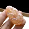 Colgante de Hoja de Ágata con Patrón de Dragón Natural, Calcedonia Colorida Transparente como el Hielo, Ramas Doradas y Hojas de Jade, Colgante Grande de Hoja de Jade
