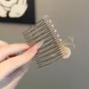 Peine para el cabello con forma de corazón de diamante brillante estilo coreano, con lazo y perlas, peine invertido para peinado de princesa, peine para flequillo delantero para mujer