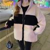 P a 4GG (Aumentado 300g Cashmere) Roupa Externa de Lã para Mulheres no Outono e Inverno, Blusa Casual Solta Curta Versátil