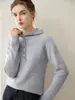 Casual|Blusa com Capuz de Tricô 100% Caxemira para Mulheres, Suave e Juvenil, Pontos Coloridos, Estilo Coreano, Suéter para Usar em Camadas ou Sozinho, Suéter com Capuz