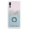 Em estoque atacado pu boca oblíqua dupla camada anel fivela grande capacidade telefone celular adesivo traseiro conjunto de cartão anel de couro suporte para telefone celular