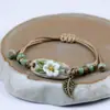Pulsera de Cerámica Hecha a Mano con Dijes de Flor de Puente Roto Joyería Pequeña Suministro para Puestos Callejeros Pulsera de Moda Tendencia Accesorios para Mujer