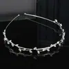Diadema Retro Estilo Coreano Piedra Ojo de Gato Cabeza de Diamante para Mujer Pinza Fina de Aleación Diadema de Flores Hojas de Gama Alta Nicho Súper Inmortal