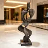 Escultura de Figura Abstracta de Acero Inoxidable, Adorno Artístico en Capas de Bronce Antiguo, Escultura de Piso para Hotel y Oficina de Ventas