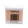 Hisopos de Algodón Doble Punta, Palillos de Madera, Hisopos de Algodón Sanitarios, 100 Piezas, Hisopos de Algodón Bordados, Palillos de Belleza, Hisopos de Algodón para Maquillaje, Recogedores de Oídos