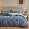 Juego de Cama de Cuatro Piezas de Algodón Puro de Lujo Ligero de Gama Alta Funda Nórdica de Algodón Puro Simple Forro Polar Cepillado Espeso Sábana Bajera Sábana Plana Ropa de Cama Cálida para Dormitorio