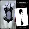 Corset Lingerie Erótica com Tema Floral Espelho PVC Body Aberto na Virilha Couro PU Preto Patente Brilhante Traje A509