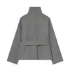 Venda Quente Internacional AliExpress Novidades da Primavera 2026 Roupas Femininas Gola Alta Manga Longa Cadarço Cintura Ajustável Jaqueta Elegante de Alta Qualidade