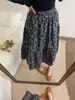 Saia Midi Floral Retro Estilo Francês Fina Feminina Verão 2025 Novo Estilo Dosagem Linha A Grande Balanço Saia Guarda-chuva