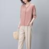 Conjunto de camisa pequeña bordada con pantalones de algodón para madre, para mujer, verano 2024, de alta gama, de mediana edad, estilo extranjero, de manga corta, de dos piezas