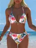 Bikini de Baño Sexy de Moda de Tres Puntos de Color Puro Estilo Europeo y Americano Nuevo Verano 2027 para Mujer