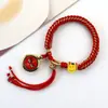 Pulsera Thangka Estilo Tíbet con Cinco Deidades de la Riqueza, Pulsera Tejida a Mano con Tara Verde y Cinco Santos, Pulsera Caja Gahu