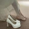 2025 Nuevo Estilo Otoño Estilo Francés Tacones Altos de Dama Zapatos de Tacón Grueso con Punta Redonda para Mujer