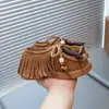 Zapatos Birkenstock retro con flecos para niñas, nueva colección primavera/otoño 2026, estilo británico, suela blanda, mocasines de moda para niñas pequeñas