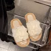 Pantuflas planas tipo babucha con estampado floral estilo francés para mujer, adecuadas para otoño e invierno, nuevo modelo 2026, forradas de felpa, pantuflas de moda