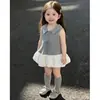 Saia Bufante de Verão para Meninas Novo Vestido Fofo Infantil Colete Vestido Doce de Flor Bebê Roupa Infantil