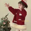 [Casa Rosa] Vestido Vestido Niñas 2025 Navidad Gigante Hermoso Lazo Malla Más Terciopelo Transfronterizo