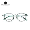 STUDIOMUKU Gafas Frescas de Madera Simples pero No Simples Montura Redonda Montura de Gafas de Titanio Puro sin Bisagras