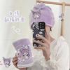 Toalla de Baño de Terciopelo Coral Bordada de Dibujos Animados Morados con Borde Absorbente para el Hogar, Toalla de Baño y Toalla de Cara Lindas Personalizadas