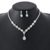 Set de Joyería de Moda para Mujer, Zircón de Pedrería, Collar Brillante, Aretes, Joyería Elegante de Lujo Ligero en Forma de Gota Transfronterizo