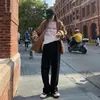 Jeans Reto de Cintura Alta Estilo Hong Kong Retrô para Mulheres, Calças Largas Soltas que Valorizam a Figura