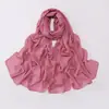 Transmissão ao vivo Cachecol longo de chiffon de pérola criptografado transfronteiriço com flores dobradas feitas à mão e contas, lenço de gaze de minoria étnica, lenço de cabeça malaio