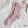 Calcetines sin costuras para mujer, Calcetines de algodón de media pantorrilla para otoño e invierno, Calcetines blancos para maternidad, Calcetines largos holgados, Calcetines largos de punto trenzado con encaje
