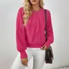 Amazon Fashion Suéter de Tricô Gola Redonda para Mulheres Comércio Transfronteiriço Tricô de Ponto Torcido Cor Sólida Versátil Casual
