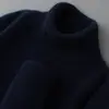 Suéter de lana para hombre con cuello alto, jersey, manga larga, cálido, color liso, casual de otoño e invierno, camiseta base de cachemira