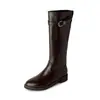 Principalmente recomendamos botas ajustadas hebilla de cuero botas altas de equitación tacón grueso botas largas botas de mujer no por encima de la rodilla suela gruesa botas largas