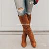 Botas de gamuza de punta fina con cremallera lateral transfronteriza europeas y americanas nuevas para mujer Deseo Otoño e Invierno Tacón Grueso Fino Venta al por Mayor Talla Grande
