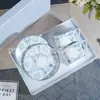 Prato de Jantar Ocidental de Porcelana Nova Transfronteiriça Poseidon Azul e Branco Prato de Servir de Luxo para Hotel Prato Doméstico Retrô Disponível para Forno