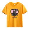 Comercio Exterior Americano Verano Pesado Color Sólido Estampado de Letras Algodón Manga Corta Camiseta Manga Media Ropa para Clase Padre-Hijo Ropa para Niños